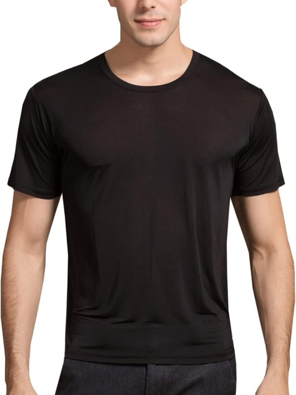 Men's Mulberry Silk Short Sleeve Tee - Soft, Breathable Casual Undershirt